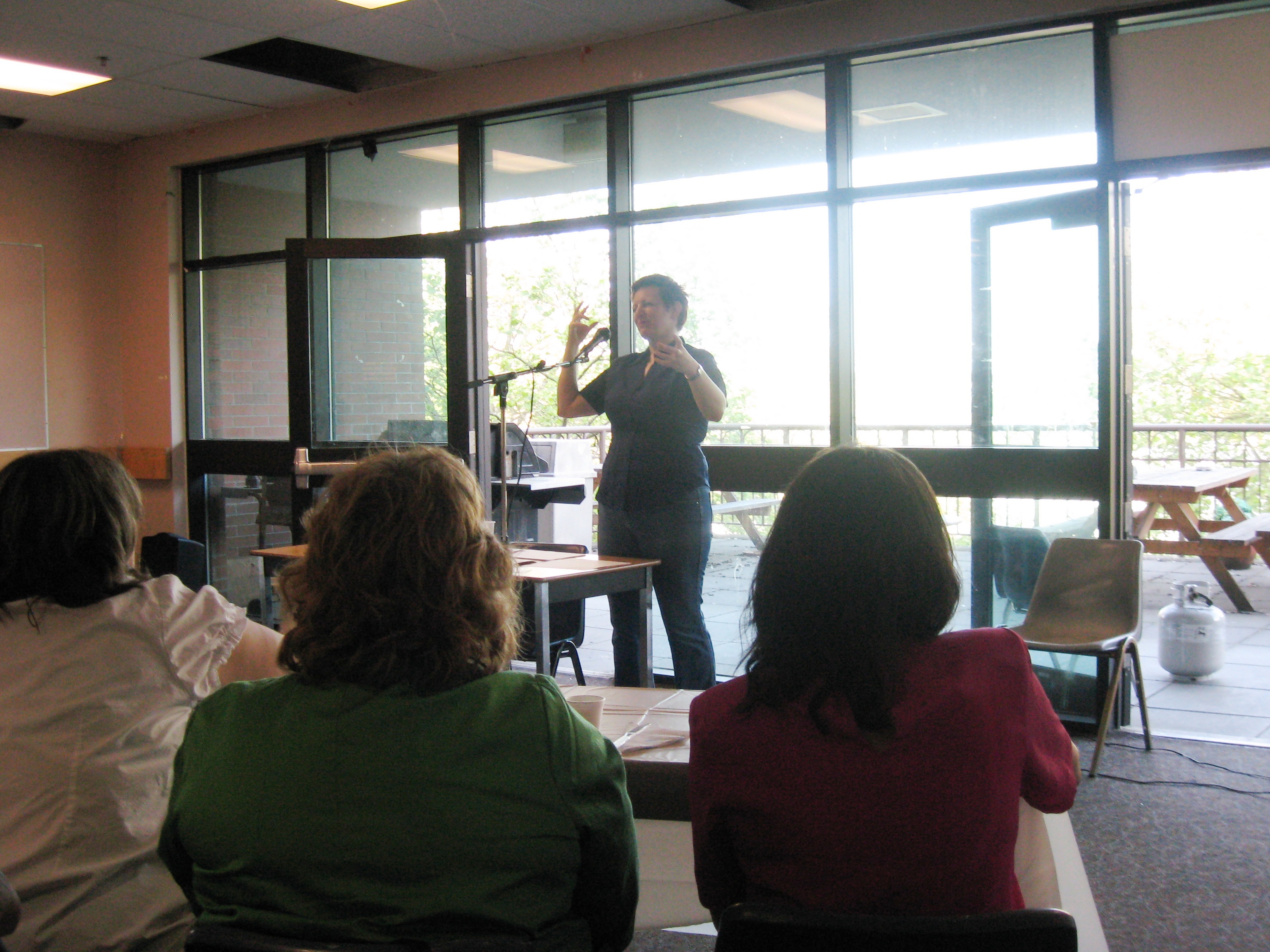 Colleen McClean leads the workshop at the front of the room